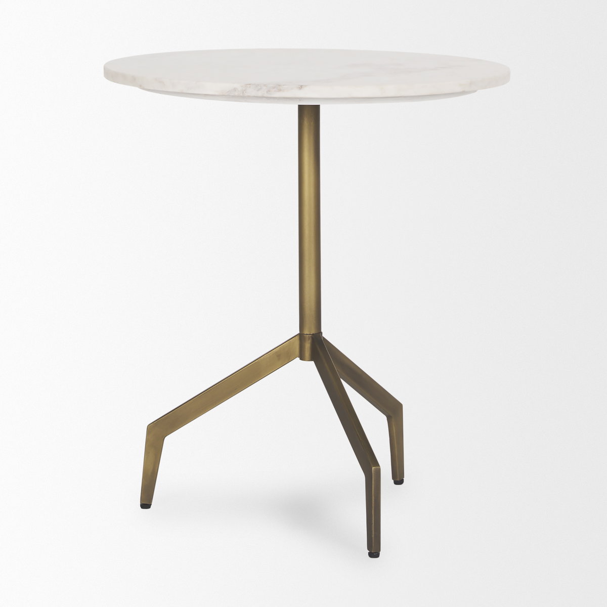 Serre Marble Top 3 Prong Gold Metal Base End Table, Side & End Table by Mercana, 20" length x 22.5" width x 20" height View 6