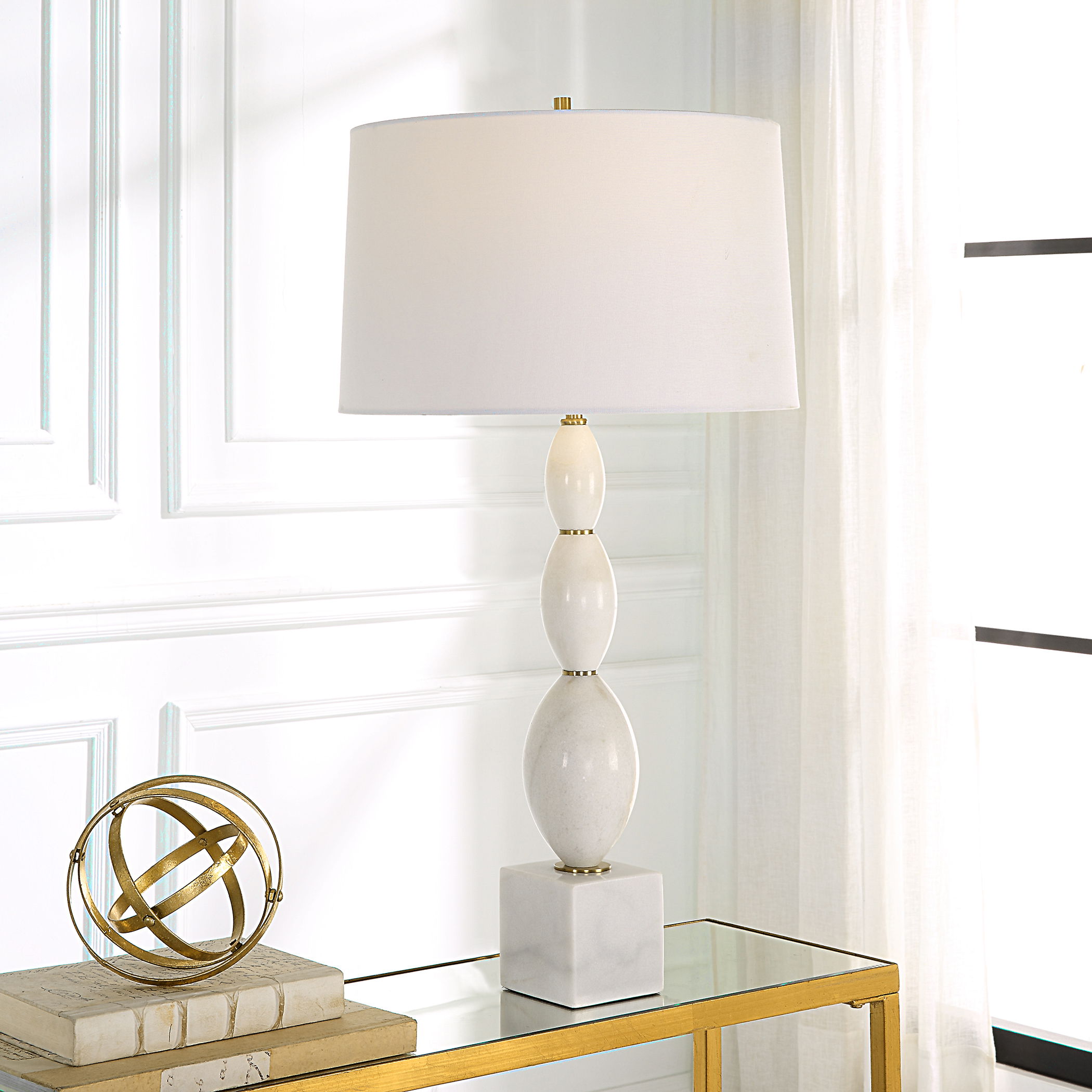 Regalia White Marble Table Lamp large image 