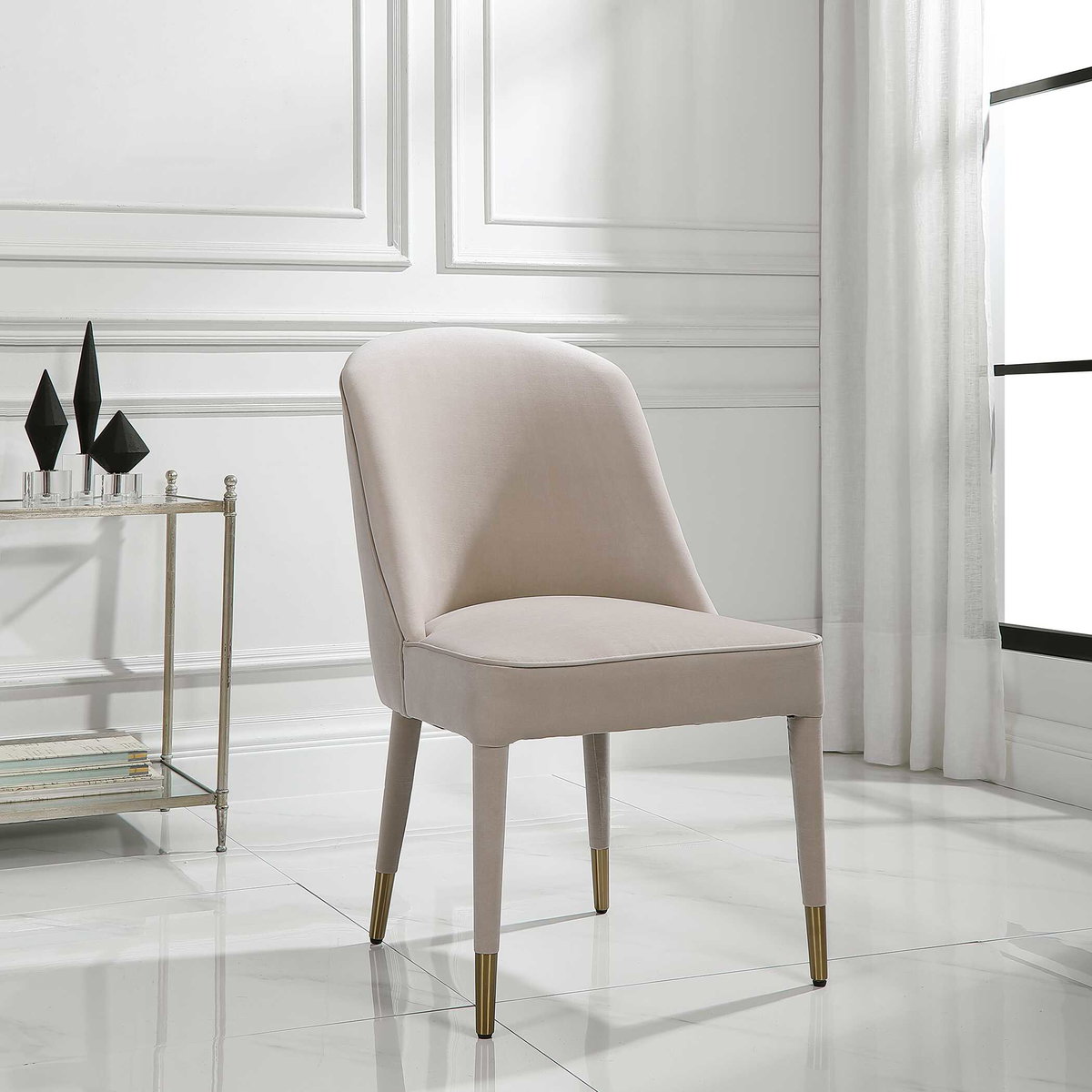 Brie Armless Chair Champagne Set Of 2, Accent Chair by Uttermost, 21" width x 36.5" height x 27" depth View 4