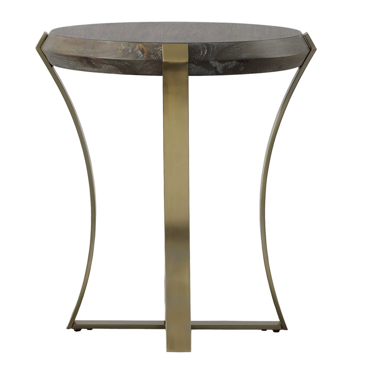 Unite Brass Leg Wood Side Table, Side & End Table by Uttermost, 22.5" width x 24" height x 22.5" depth View 4