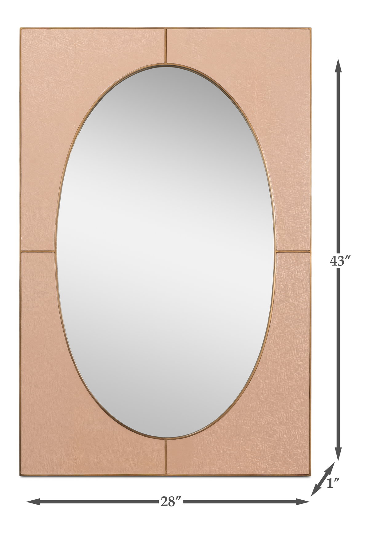 Francis Mirror Shagreen Antique Mushroom, by Sarreid, 1" length x 2'4" width x 3'7" height View 7