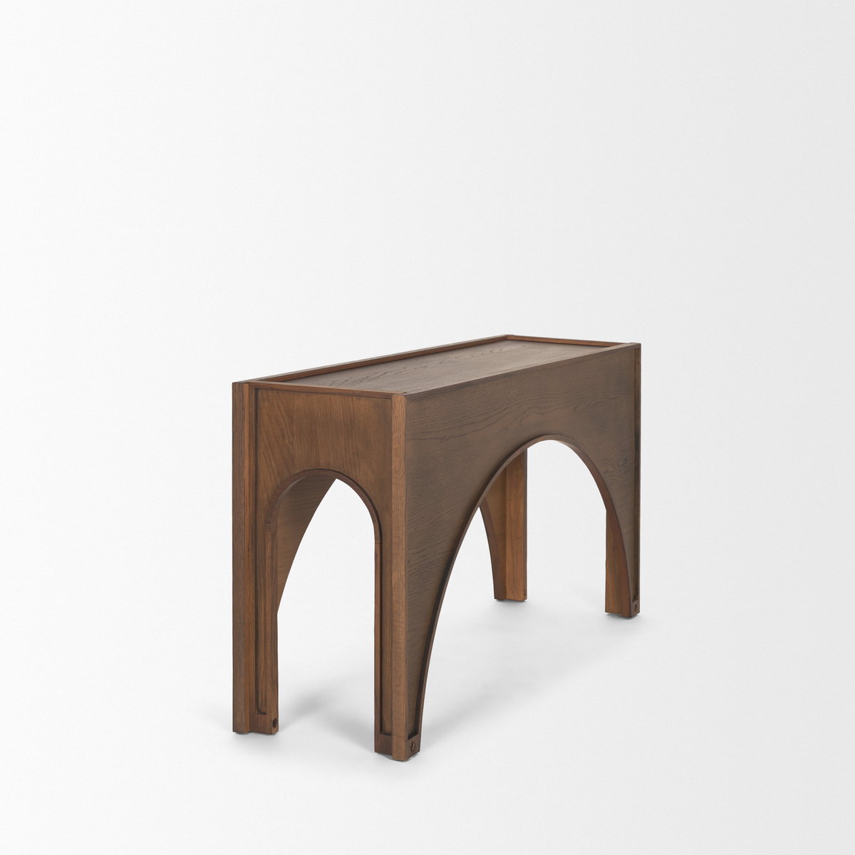Laraya Dark Brown Wood Arched Console Table, by Mercana, 55" length x 16" width x 30" height View 7