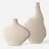 Duostacked Matte White Vases Set/2, Decorative by Uttermost, 10.5" width x 18" height x 4" depth thumbnail 1