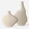 Duostacked Matte White Vases Set/2, by Uttermost, 10.5" width x 18" height x 4" depth thumbnail 1