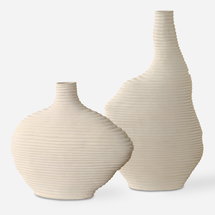 Online Designer Bedroom Duostacked Matte White Vases Set/2