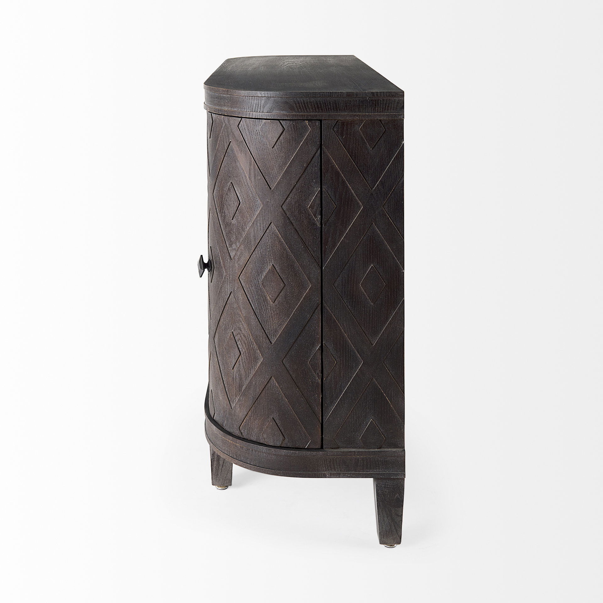 Lennon  Dark Brown Fir Veneer 4 Door Demilune Cabinet large image 