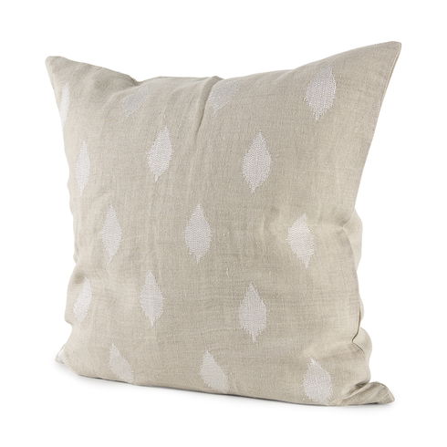 Enya 18L x 18W Beige and Cream Fabric Patterned Decorative Pillow Cover