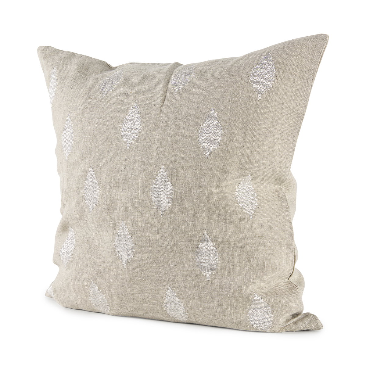 Enya 18x18 Beige and Cream Fabric Patterned Pillow Cover, Decorative Pillow by Mercana, 18" length x 18" width x 0.2" height View 1