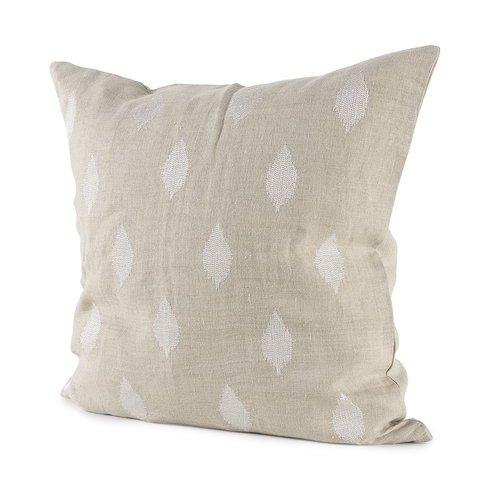 Enya 18x18 Beige and Cream Fabric Patterned Pillow Cover