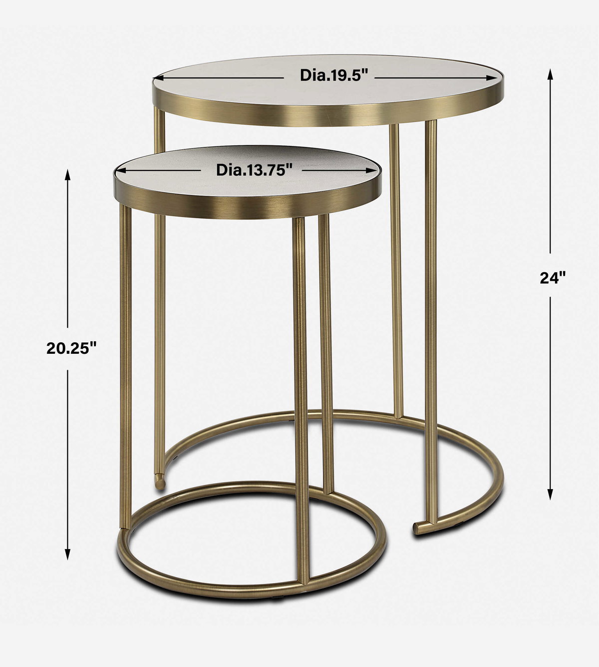 Aragon White Nesting Tables Set/2, Side & End Table by Uttermost, 19.5" width x 24" height x 19.5" depth View 3