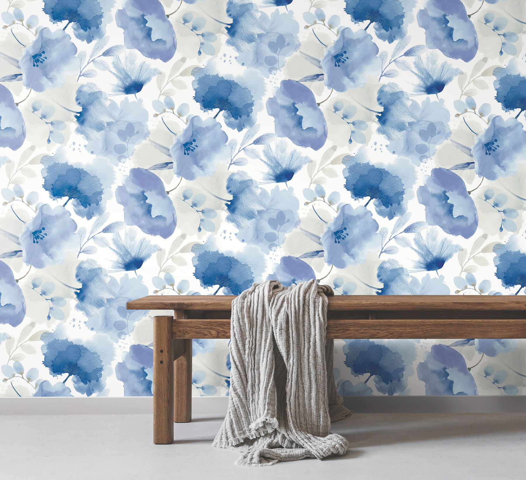 Watercolor Bouquet Cobalt Wallpaper Watercolor Bouquet Cobalt Wallpaper large image