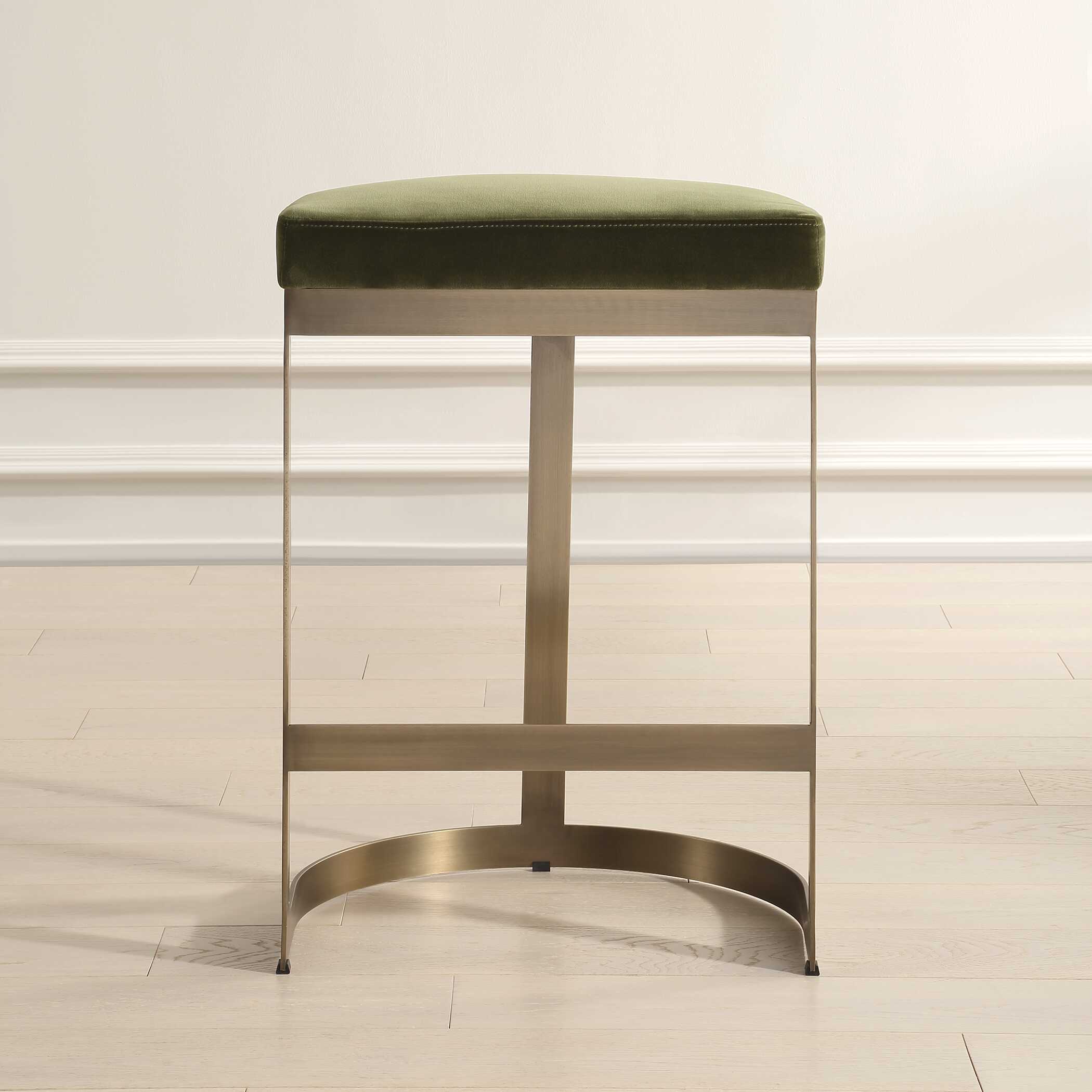 Ivanna Brass Moss Counter Stool, Furniture by Uttermost, 18" width x 26" height x 15" depth View 4