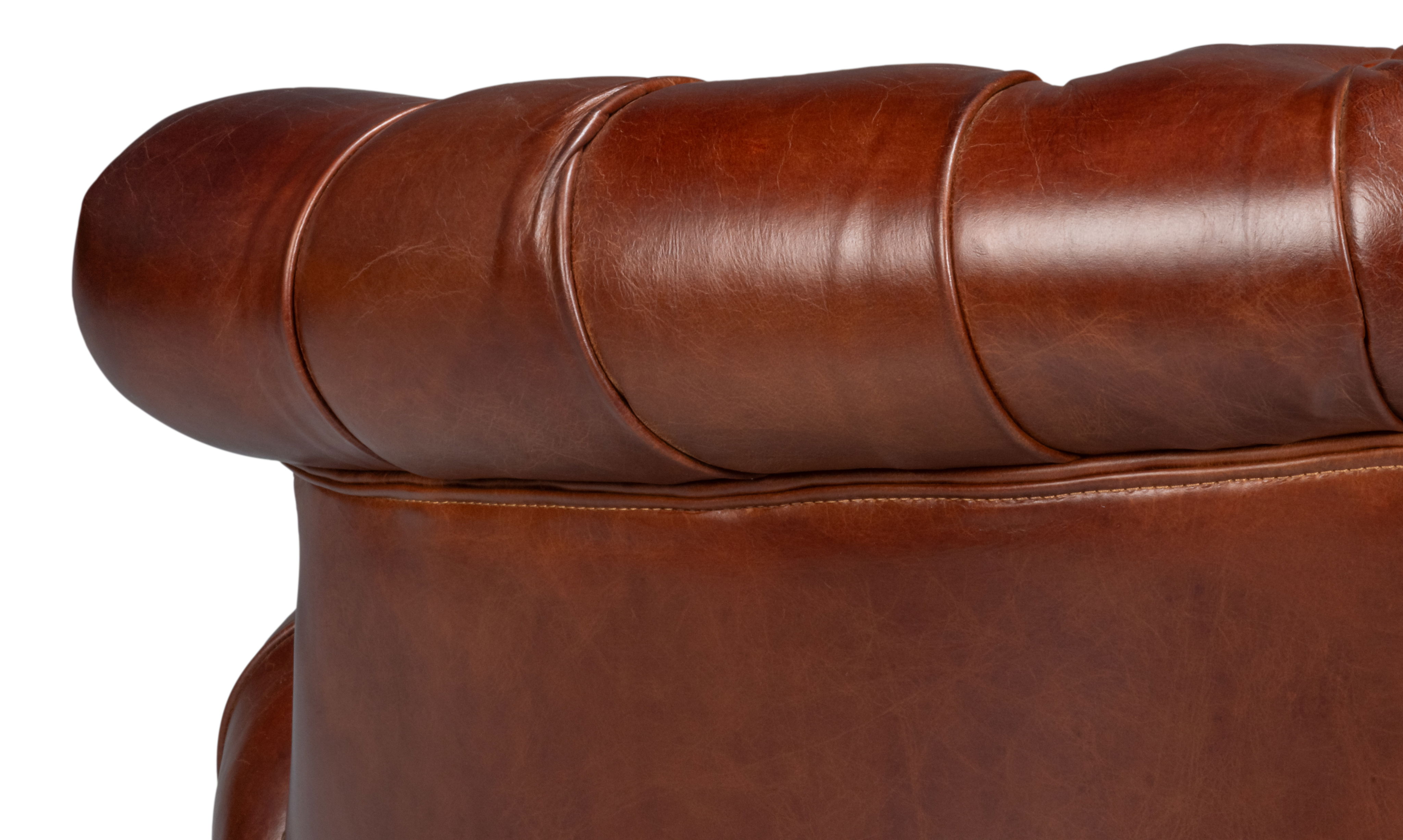 Bastian Armchair, Newark Brown Leather, Seating by Sarreid, 33" length x 33" width x 31" height View 8