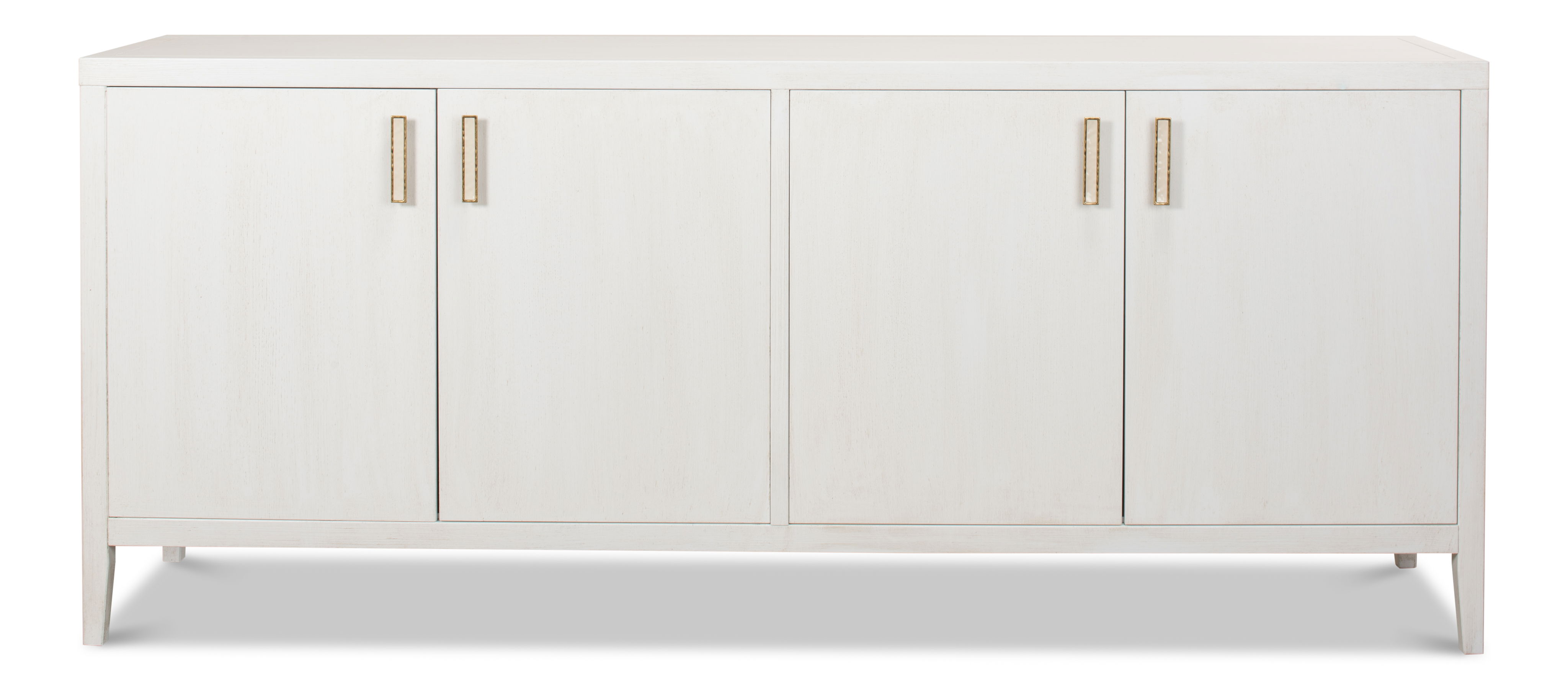 Blanco 4 Door Buffet, Cortina White, Cabinets & Sideboard by Sarreid, 80" length x 18" width x 34" height View 2