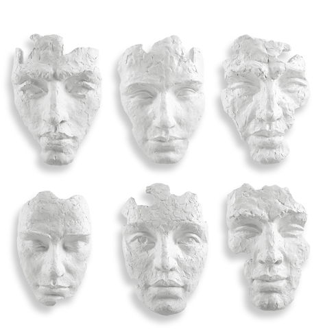 Self-Portrait White Mask Wall Decor, Set/6