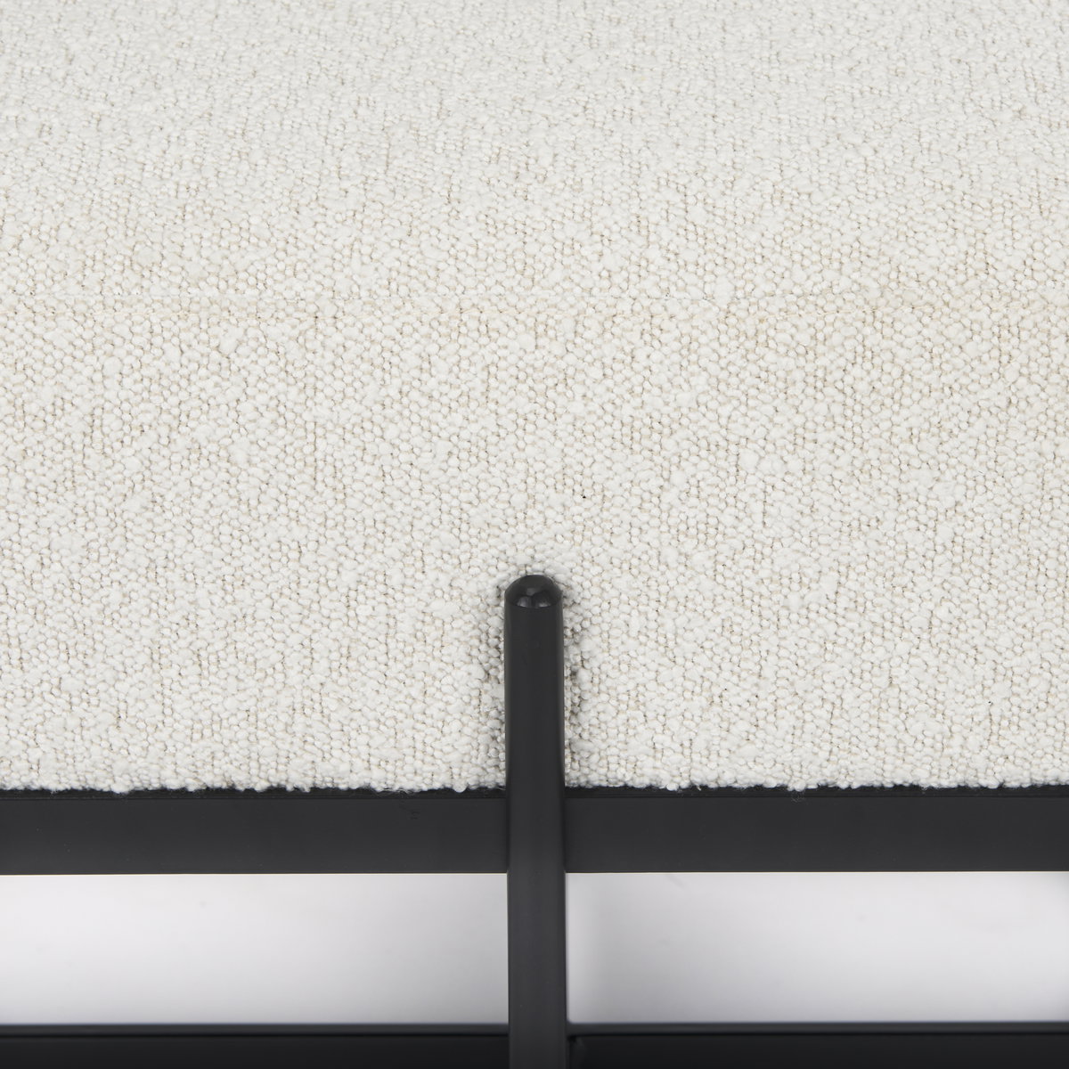 Amelia 55.0L x 18.0W x 18.0H Cream Boucle with Black Metal Upholstered Bench, Benche by Mercana, 18" length x 55" width x 18" height View 9