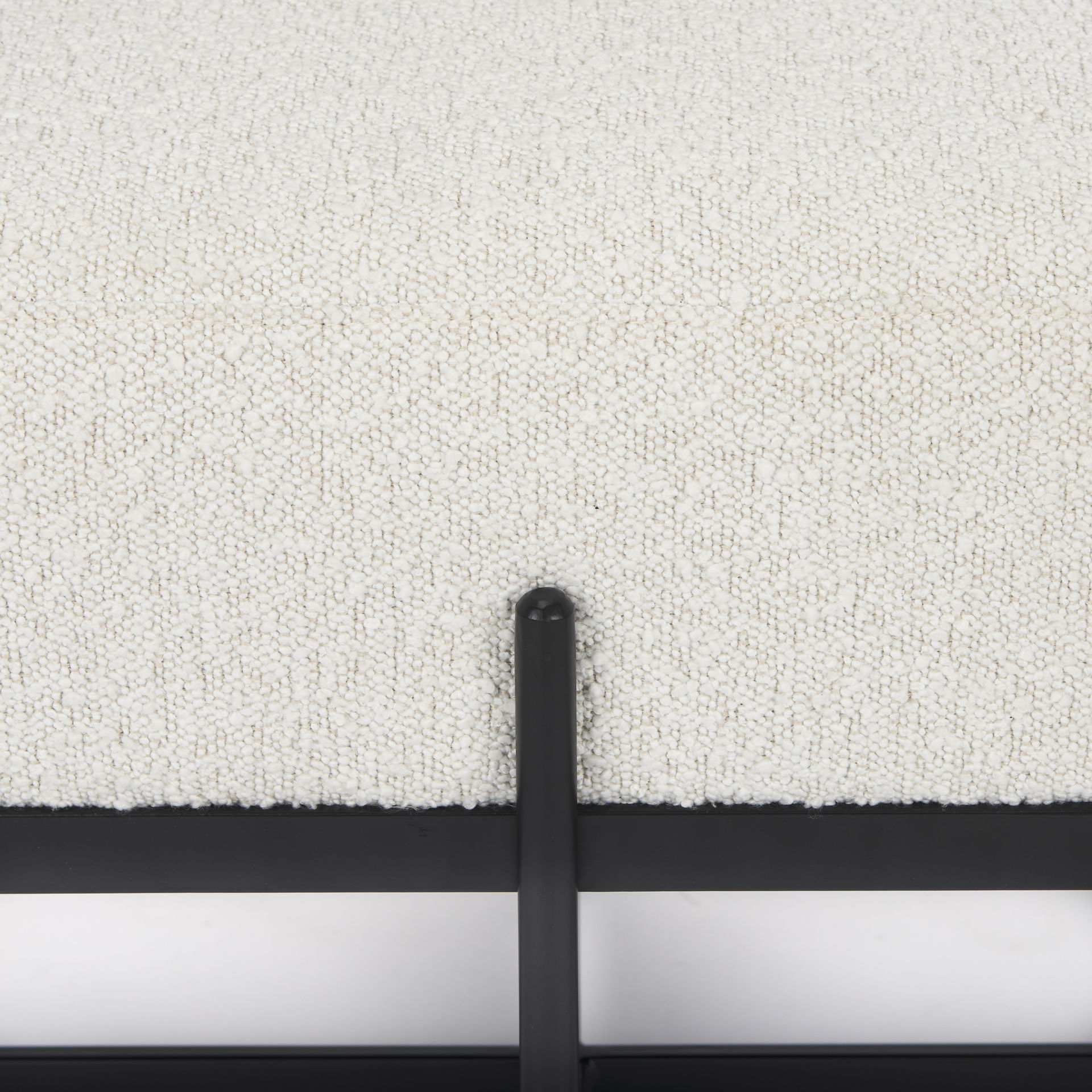 Amelia 55.0L x 18.0W x 18.0H Cream Boucle with Black Metal Upholstered Bench large image 