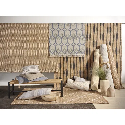 Atolia Handmade Trellis Natural/ Navy Area Rug (9
