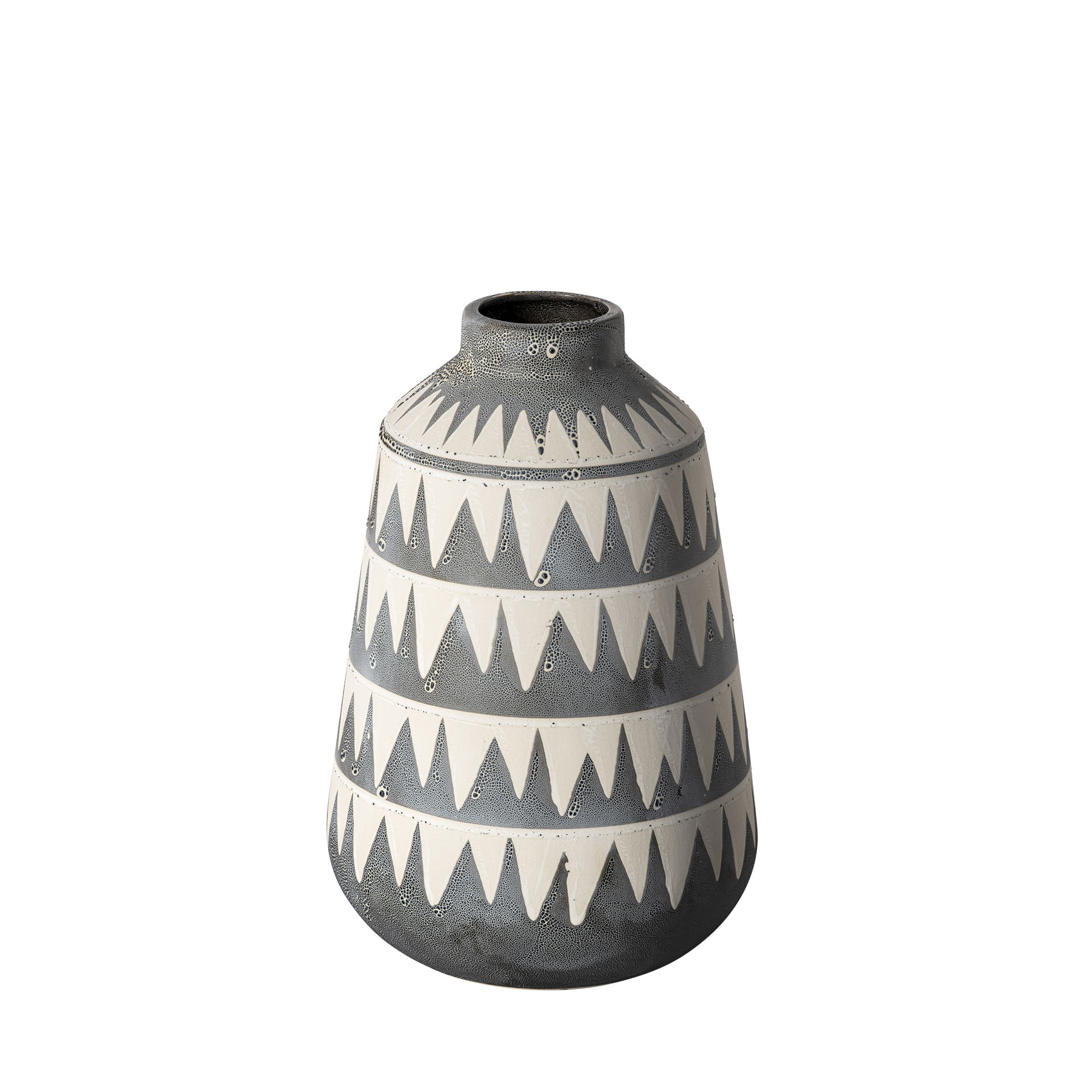 Delaney Large Gray Patterned Ceramic Vase, by Mercana, 6.69" length x 6.69" width x 10.04" height View 1