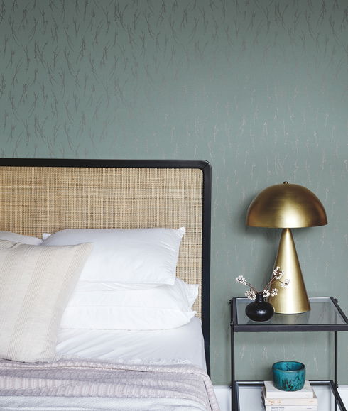 Sprigs Smokey Blue & Silver Wallpaper