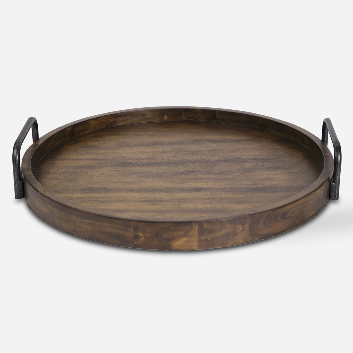 Reine Round Wooden Tray, Decorative Tray by Uttermost, 23.5" width x 4.25" height x 23.5" depth View 1