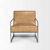 Stratton Gunmetal with Genuine Brown Leather Upholstered Accent Chair, by Mercana, 27.25" length x 36.5" width x 29.5" height thumbnail 5