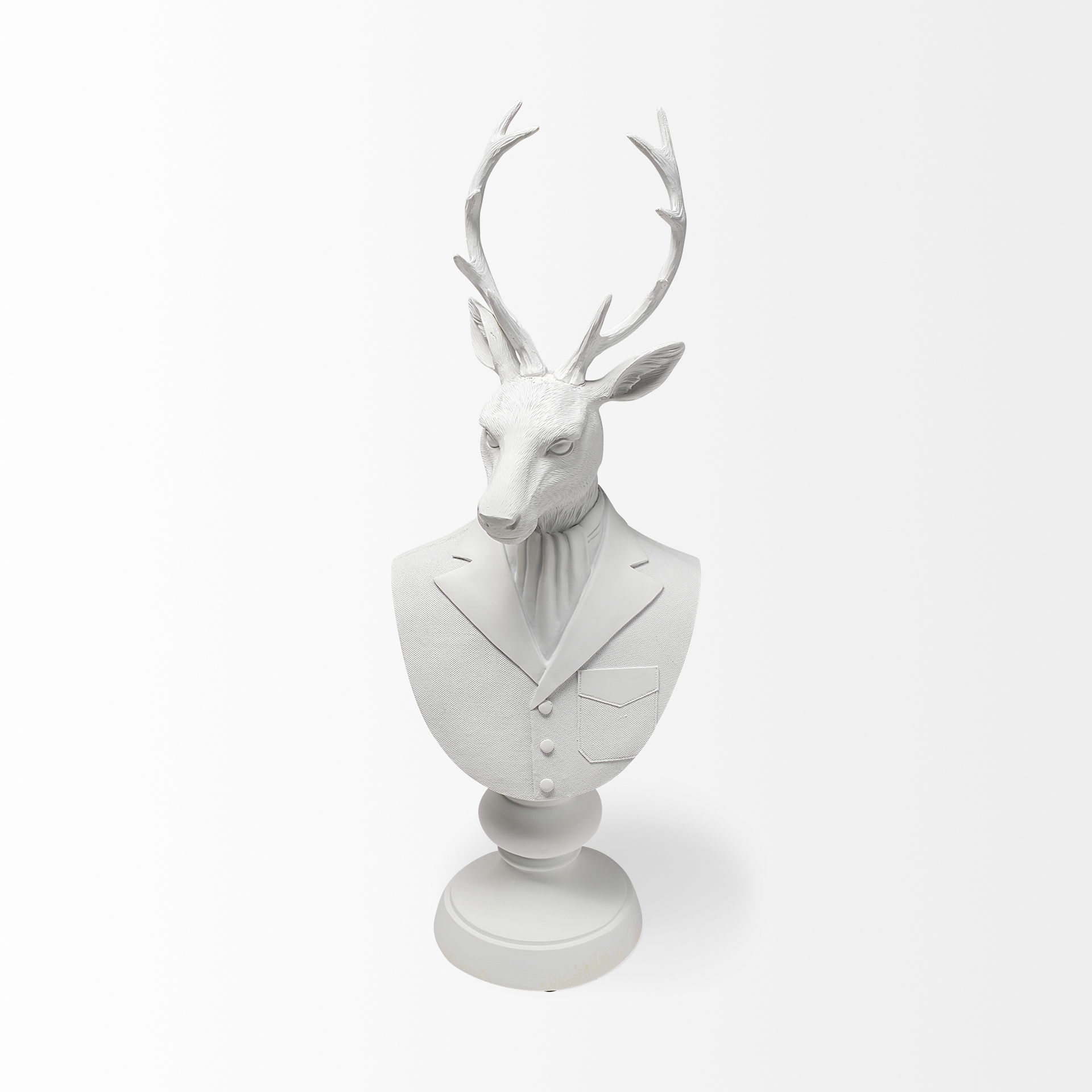 Mozart 8L x 6W White Resin Deer In A Suit, Decorative Object by Mercana, 8.27" length x 6.89" width x 23.23" height View 3