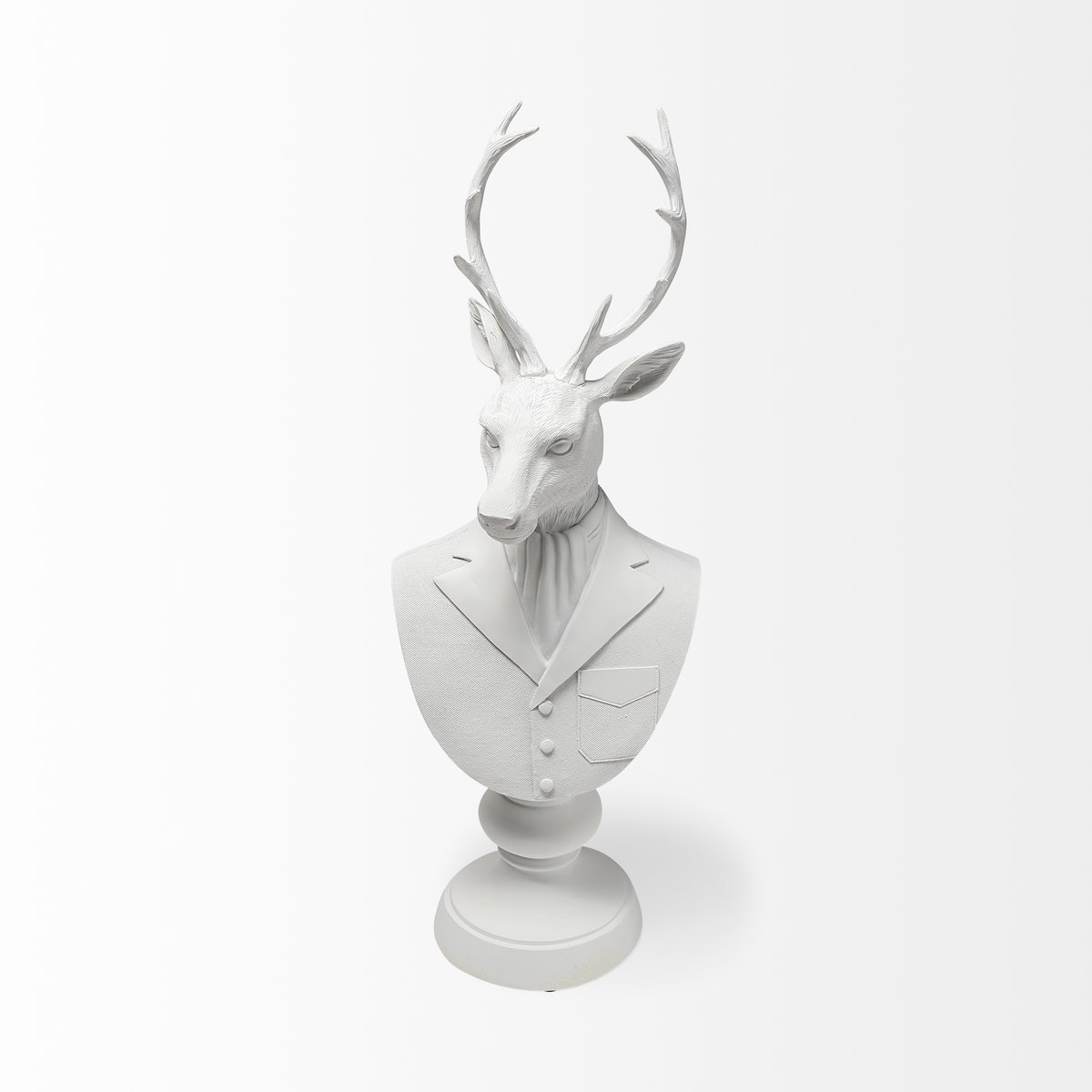 Mozart 8L x 6W White Resin Deer In A Suit, Decorative Object by Mercana, 8.27" length x 6.89" width x 23.23" height View 3