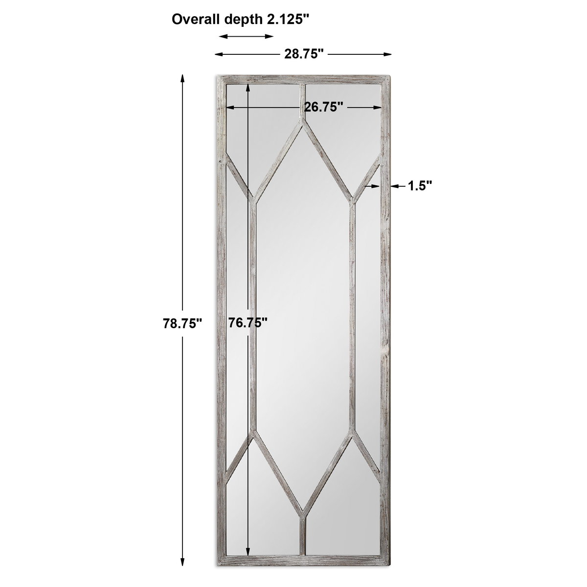 Sarconi Oversized Mirror, by Uttermost, 28.75" width x 78.75" height x 2.12" depth View 3