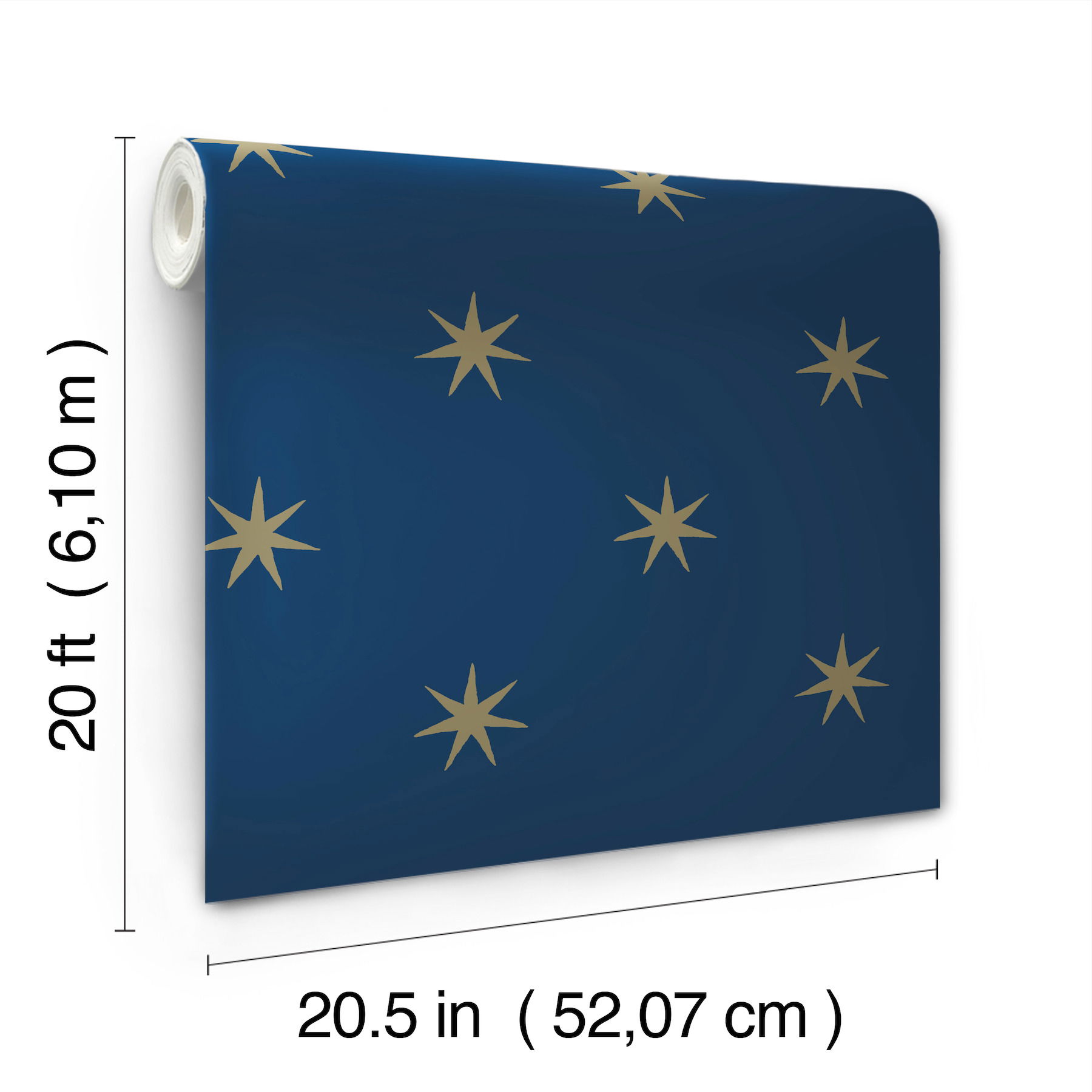 Star Splendor Navy & Metallic Gold Peel & Stick Wallpaper large image 
