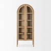Callum Light Brown Elm Wood with Glass Doors  Arched Curio Cabinet, Cabinets & Sideboard by Mercana, 31" length x 17.7" width x 79" height thumbnail 4