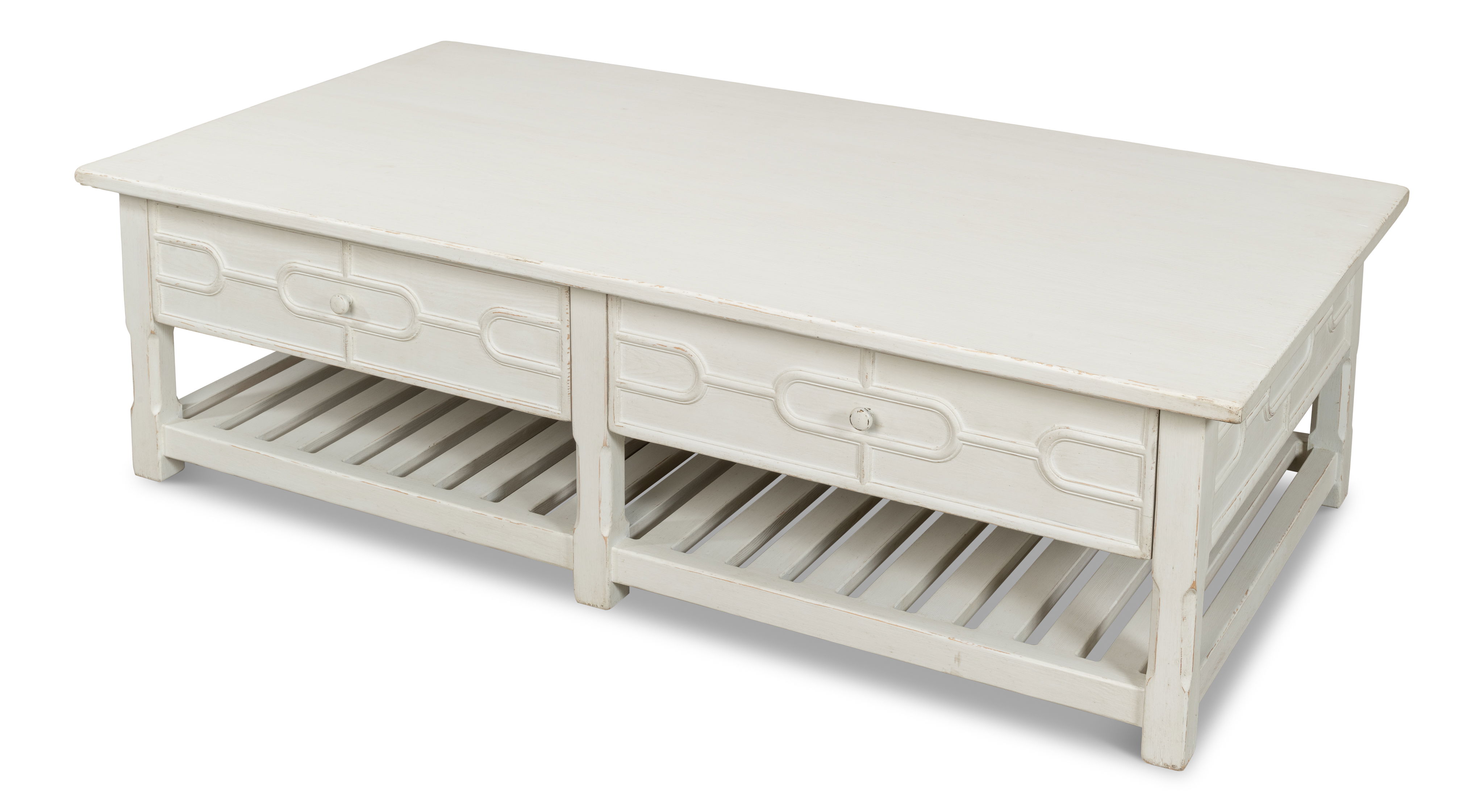 Isla Coffee Table, Antique White, by Sarreid, 67" length x 35" width x 19" height View 10
