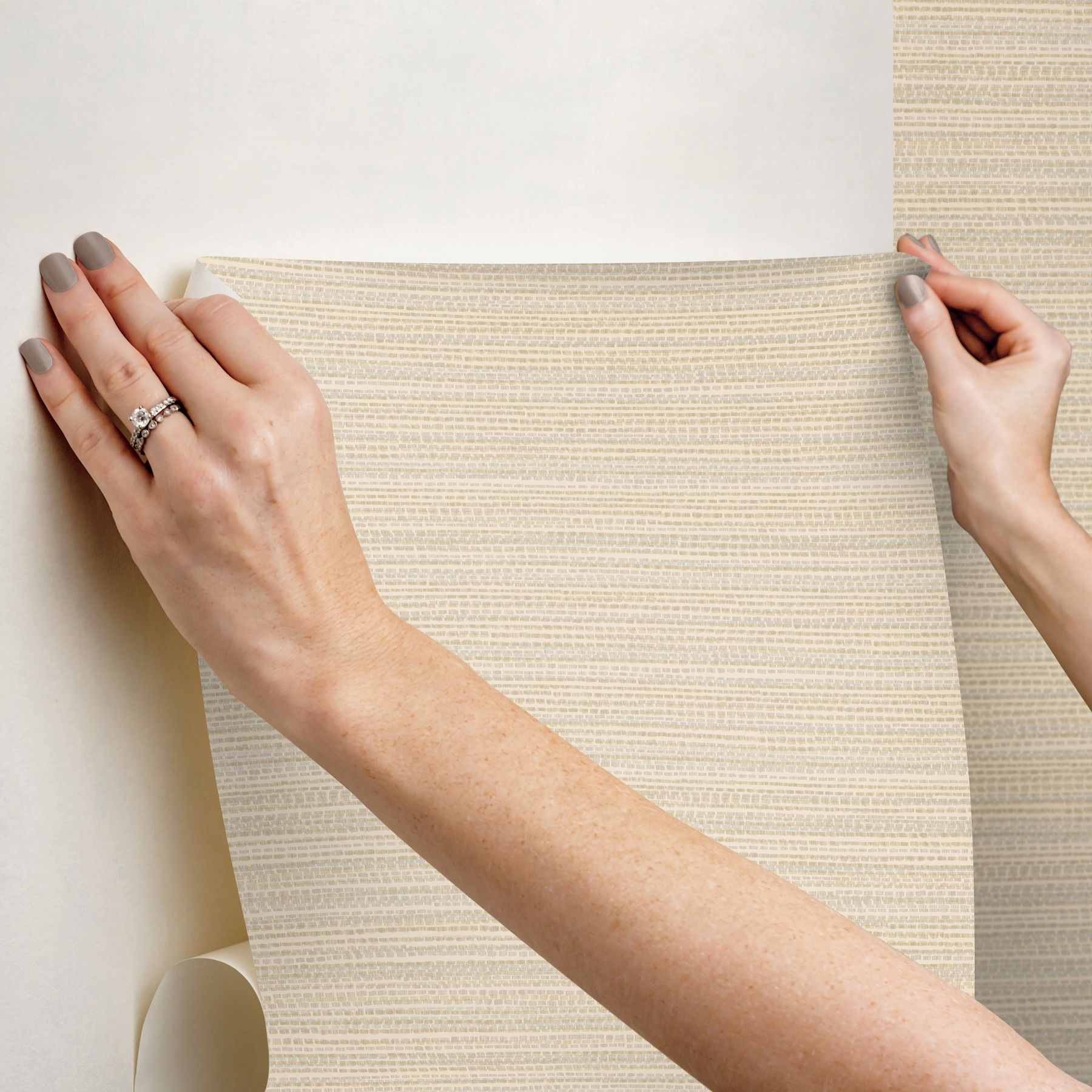 Tick Mark Texture Warm Wheat Peel & Stick Wallpaper large image 