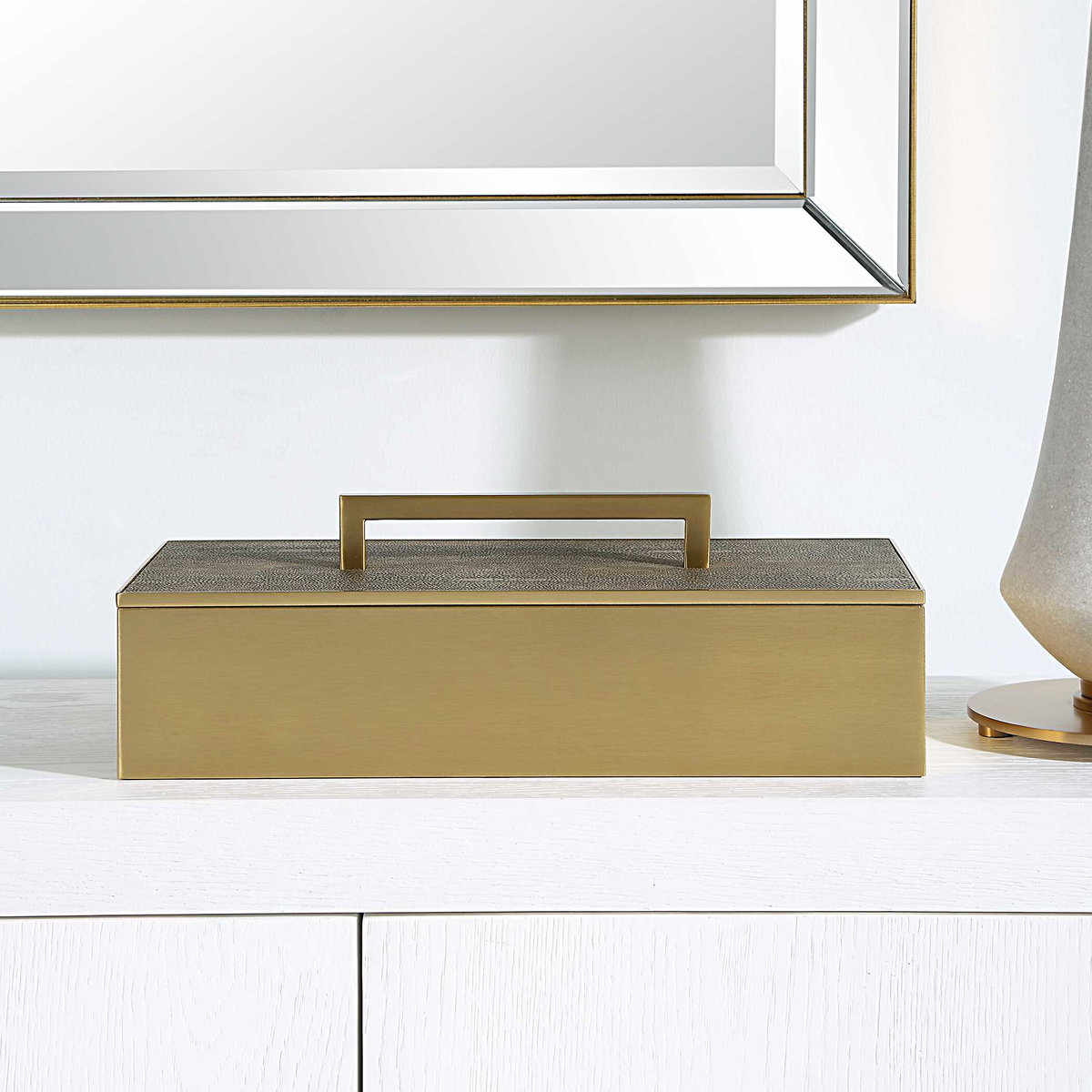 Wessex Gray Box, Boxe by Uttermost, 14" width x 4.75" height x 7" depth View 2