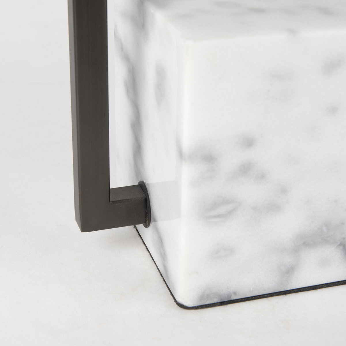 Peyton  Black Metal with Marble Cube and White Shade Table Lamp, by Mercana, 14" length x 9" width x 26.2" height View 9