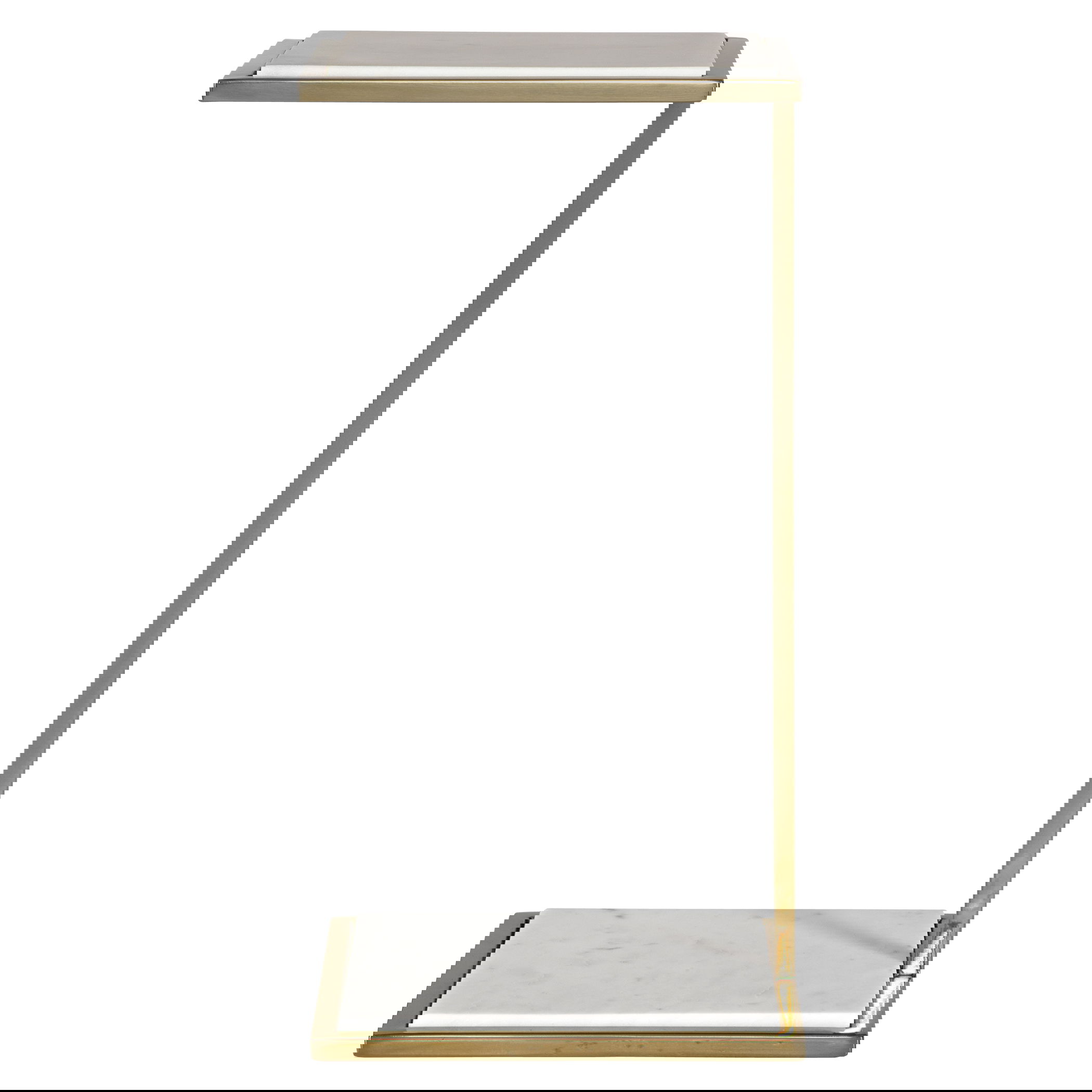 Elevate White Marble Drink Table, Furniture by Uttermost, 10" width x 20" height x 8" depth View 1