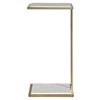 Elevate White Marble Drink Table, Side & End Table by Uttermost, 10" width x 20" height x 8" depth thumbnail 1
