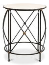 Drum & Fife Lamp Table, Aged Wht Marble, Side & End Table by Sarreid, 24" length x 24" width x 29" height thumbnail 2