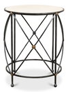 Drum & Fife Lamp Table  Aged Wht Marble, by Sarreid, 2' length x 2' width x 2'5" height thumbnail 2
