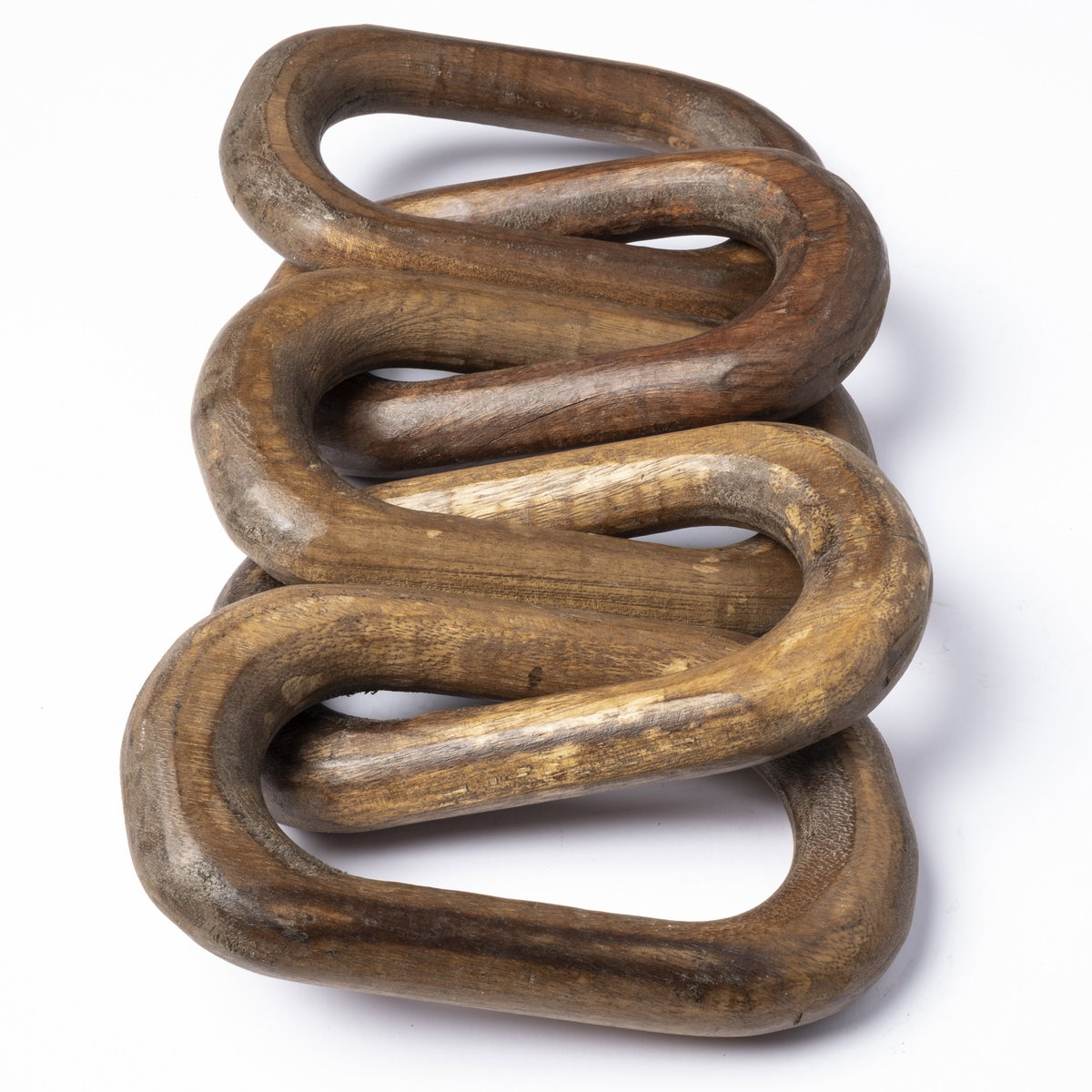 Alix 29L x 5W Brown Wooden Hand-Made 5 Link Chain, Decorative Object by Mercana, 29" length x 5" width x 5" height View 7