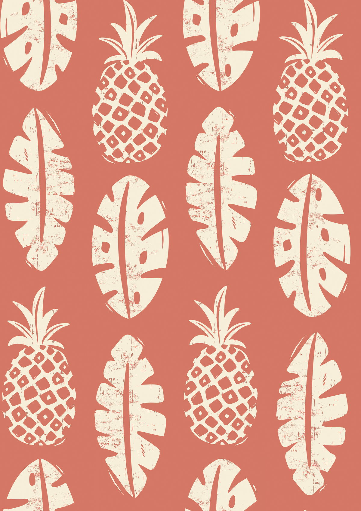 Pineapple Block Print Coral Peel & Stick Wallpaper, by York Wall, 18'10.8" length x 1'6" width x 0.02" depth