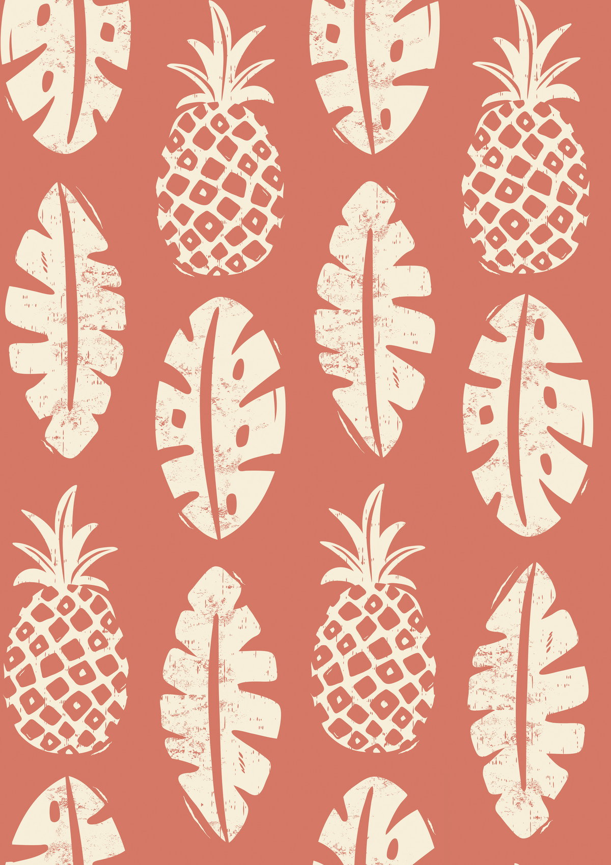 Pineapple Block Print Coral Peel & Stick Wallpaper, by York Wall, 18'10.8" length x 1'6" width x 0.02" depth