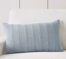 Online Designer Living Room Relaxed Striped Lumbar Pillow & Down Alternative Insert Bundle, 16" x 26", Chambray