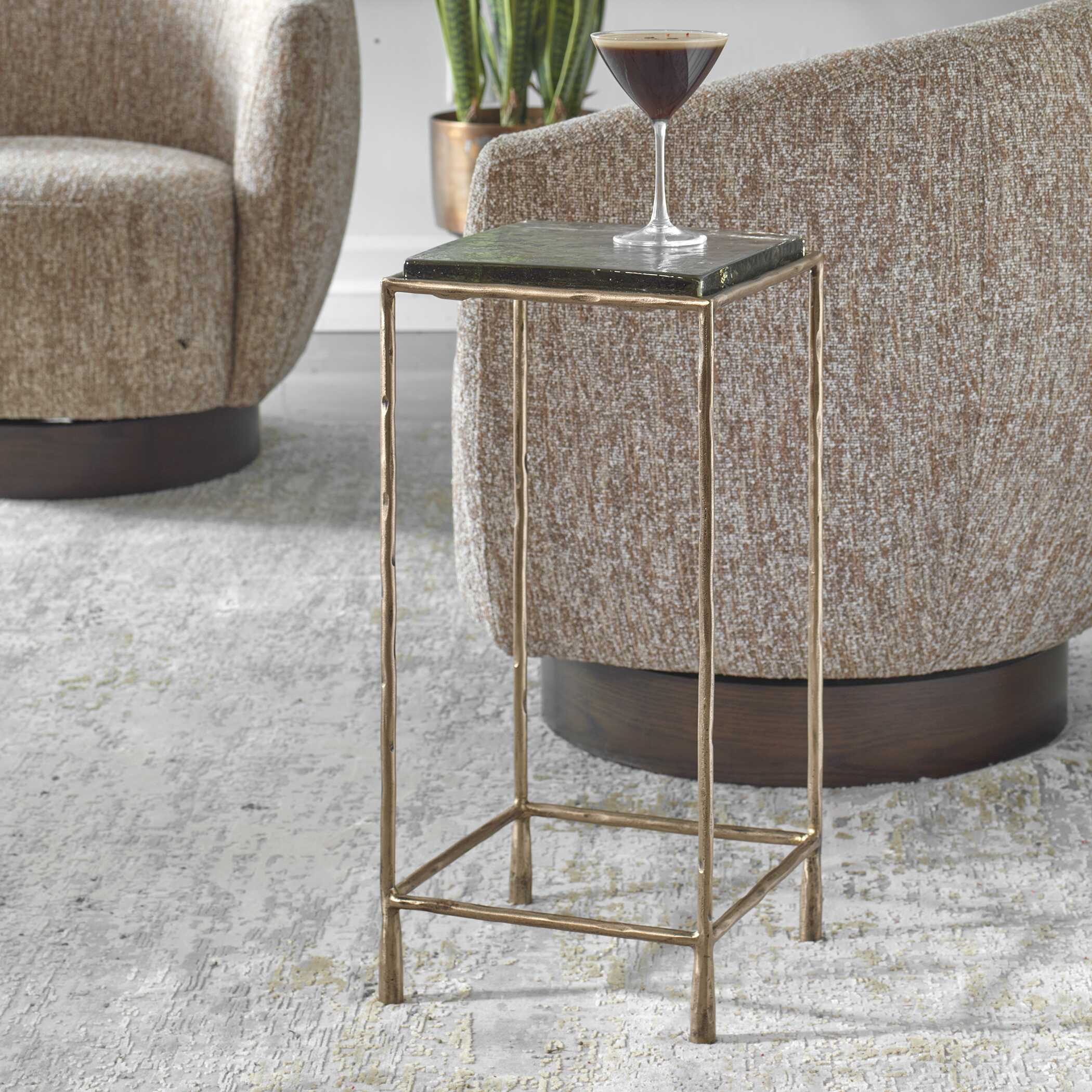 Ovard Antiqued Gold Accent Table large image 