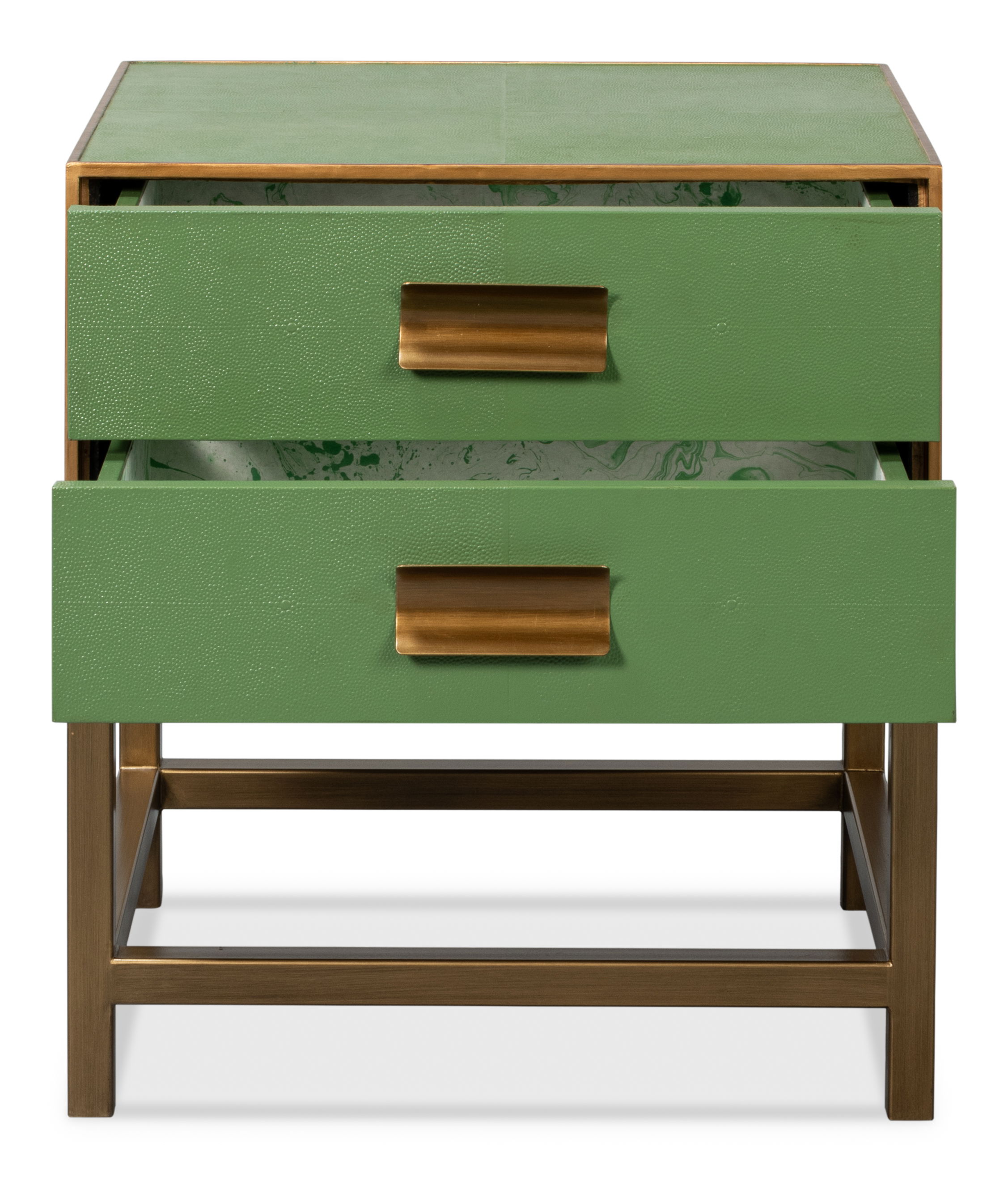 Gideon Shagreen Side Table, Watercress, Side & End Table by Sarreid, 22" length x 18" width x 24" height View 9