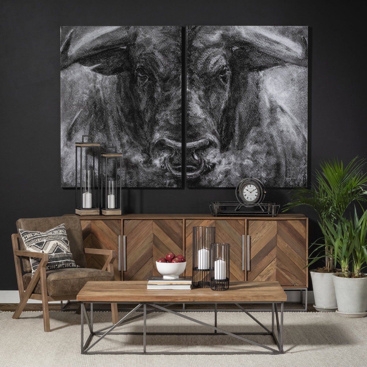 Velo II Large Black Metal Cylindrical Table Candle Holder, Candles & Candle Holder by Mercana, 6.3" length x 6.3" width x 16.73" height View 2