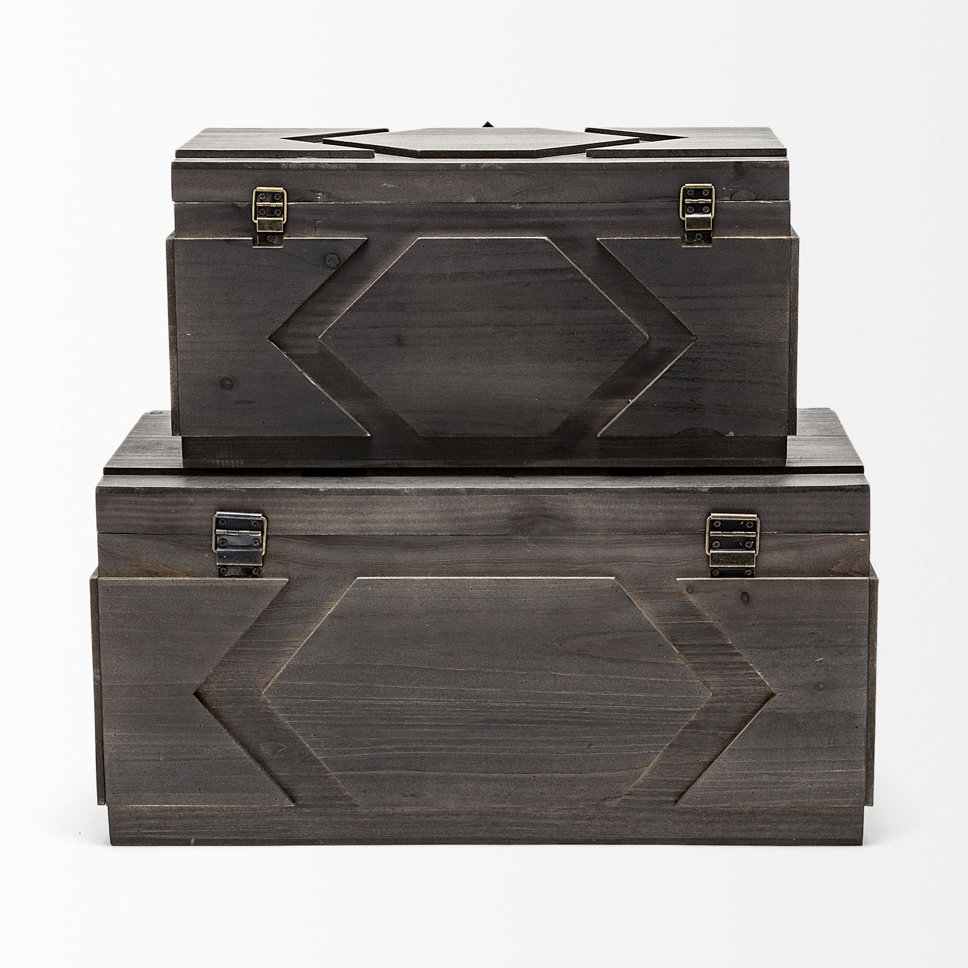 Cassia Set of 2 Brown Wooden Boxes, by Mercana, 11" length x 20" width x 9.87" height View 5