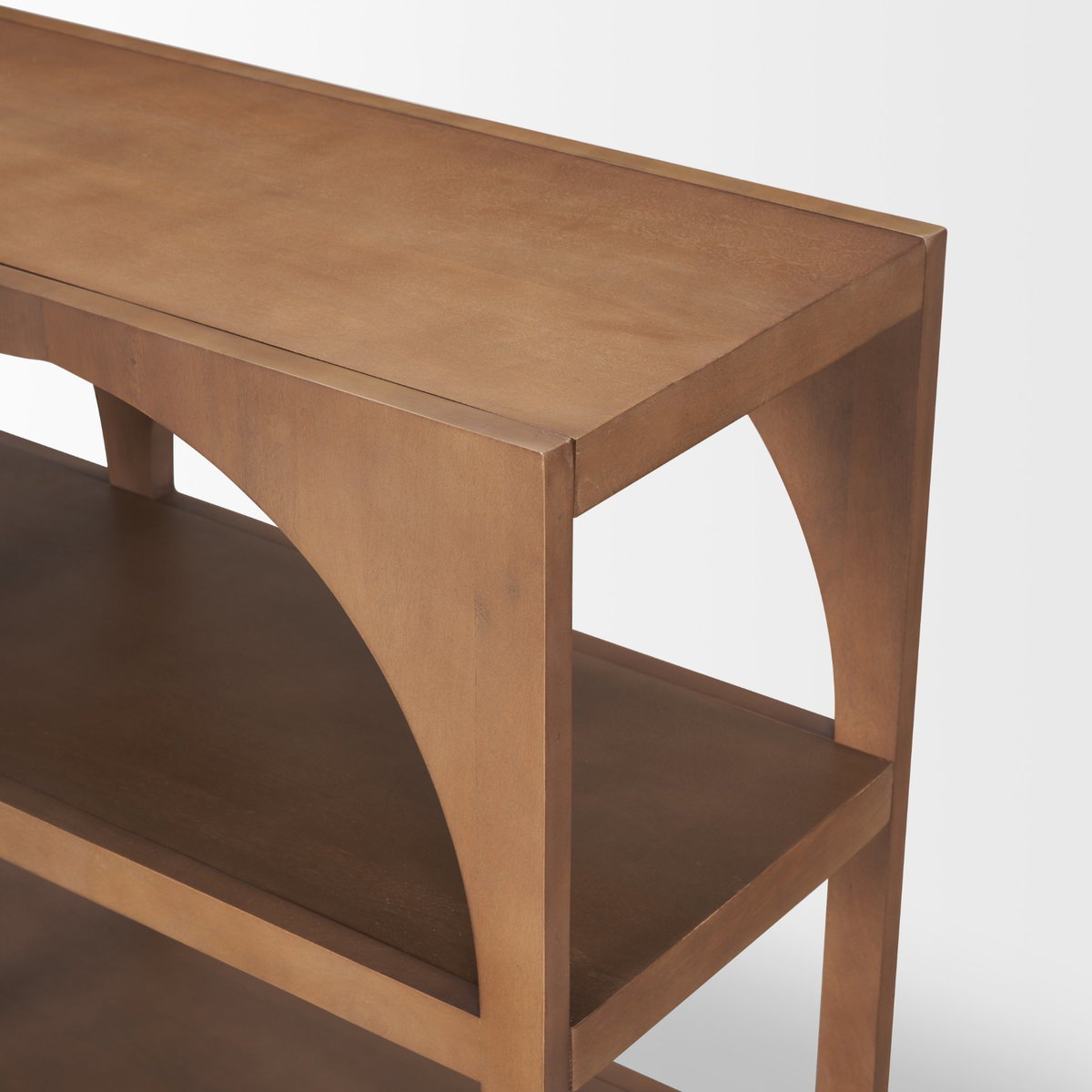 Bela 54' Arched Console Table Medium Brown Wood, by Mercana, 54" length x 16" width x 32" height View 8