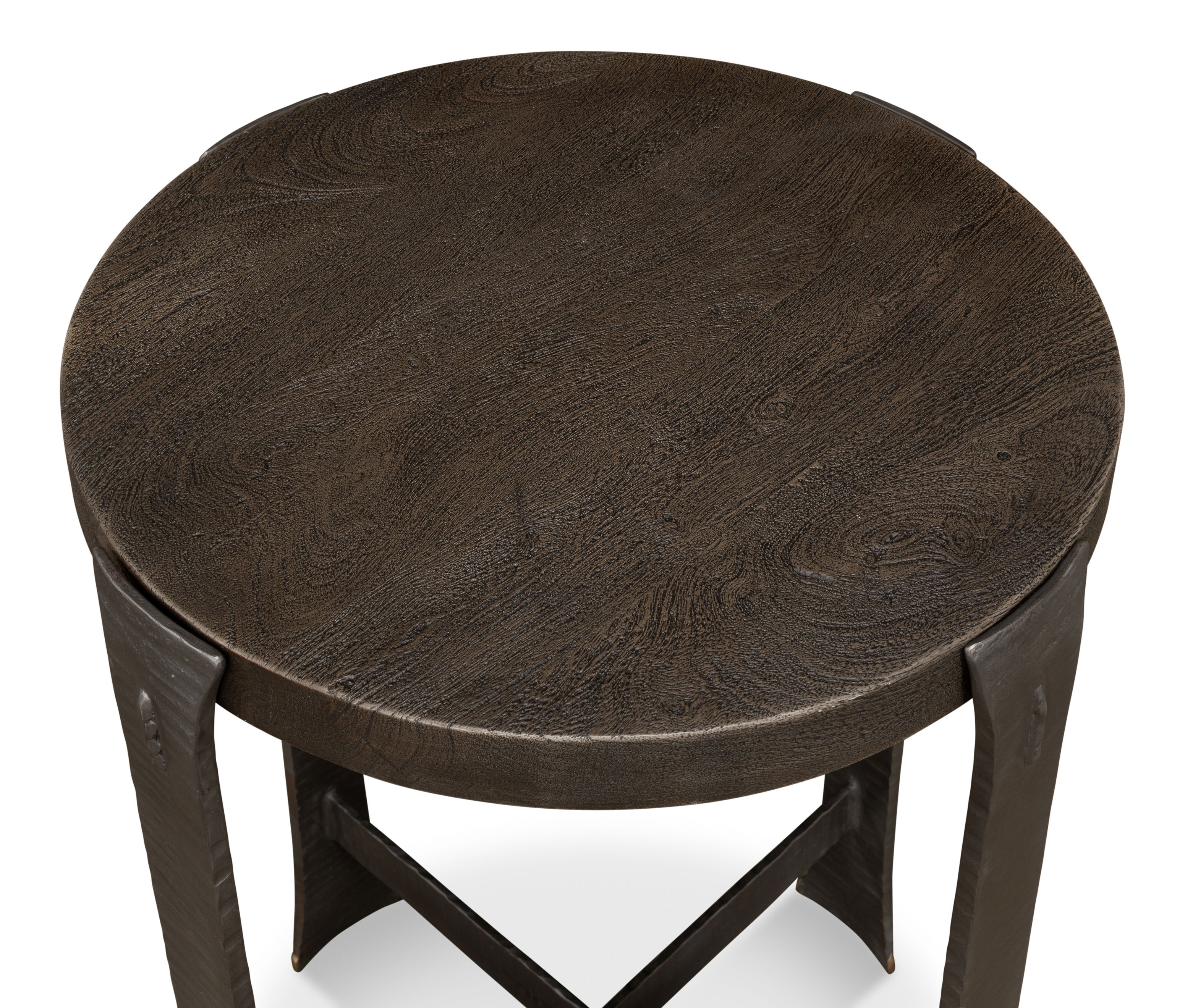 *Forged Slats Side Table/Moleskin, Side & End Table by Sarreid, 18" length x 18" width x 25" height View 11