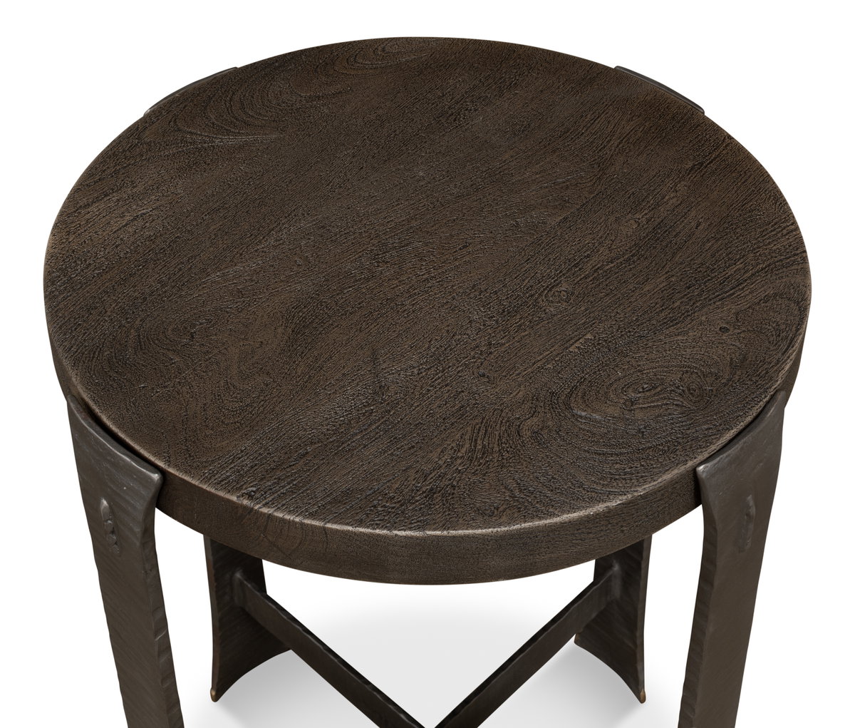 Forged Slats Side Table/Moleskin, by Sarreid, 1'6" length x 1'6" width x 2'1" height View 11